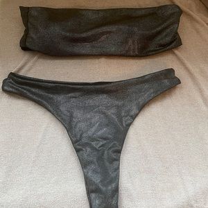 Black sparkle thong bikini